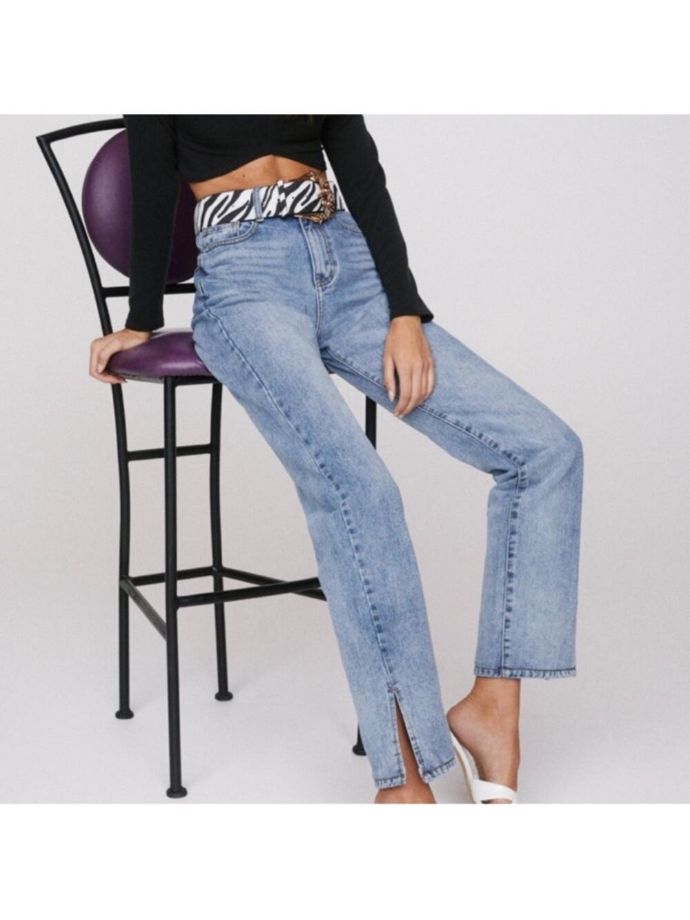 Nasty Gal Slits Now or Never Straight Leg High Rise Jeans